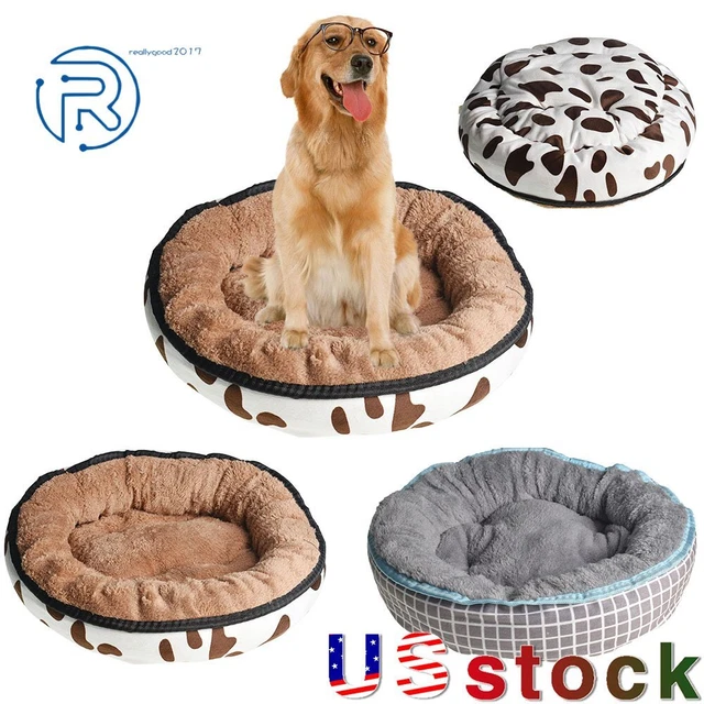 Snug Donut Plush Pet Dog Cat Bed Fluffy Soft Warm Calming Bed Sleeping Kennel US