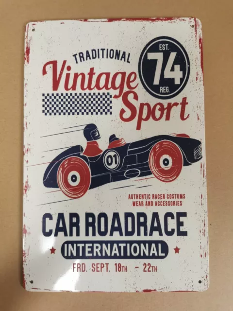 Car Road Race - Vintage Sport Car  Tin Sign 20cm x 30cm DELIVERED by AU Seller