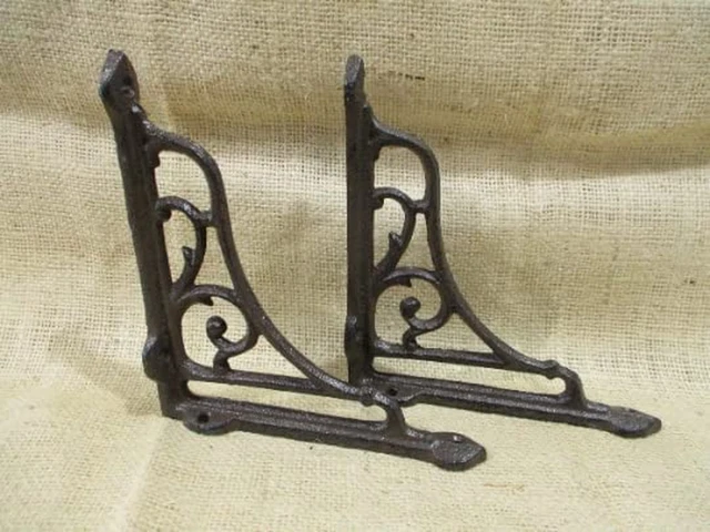 Antique Style Vine Shelf Brace Wall Brackets Cast Iron Metal Corbels 6" X 6 1/2"