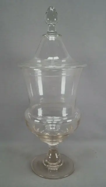British / French Hand Blown Flint Glass Apothecary Display Jar / Urn C. 1840s