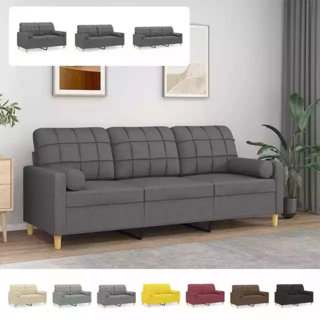 Sofa 3-Sitzer Zierkissen Loungesofa Couch Wohnzimmersofa Schlafsofa Stoff vidaXL