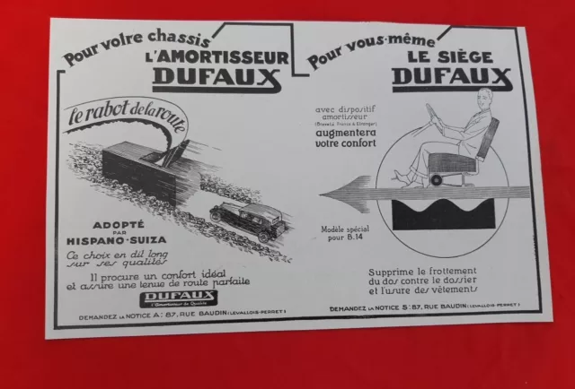 Pub Publicité Ancienne Original ADVERTISING 3A AUTO DUFAUX L'AMORTISSEUR DE QUAL