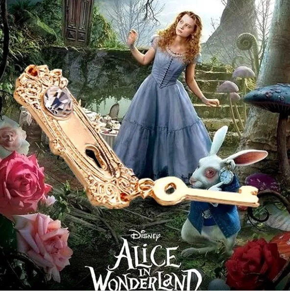 Alice In Wonderland Door Knob & Key Pendant Necklace