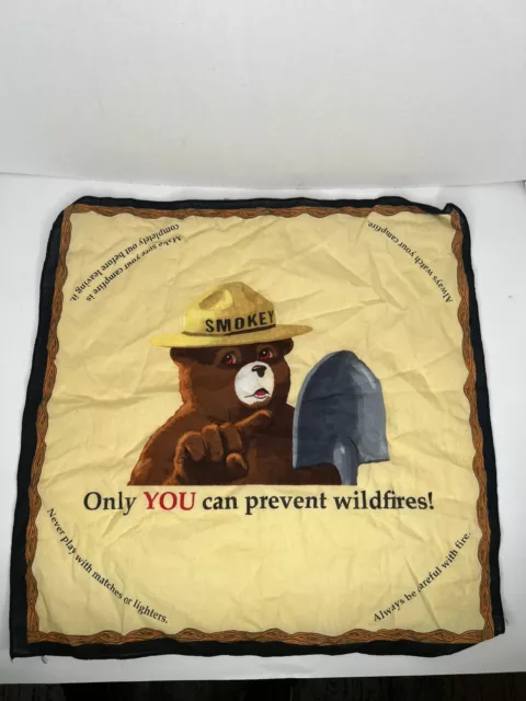 Vtg 20"x20" Smokey The Bear Bandana Scarf Handkerchief Hanky Prevent Wildfires
