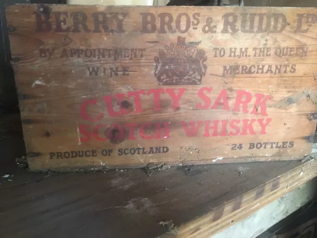 Vintage Berry Bros & Rudd Ltd Cutty Sark Scotch Whisky Box Wood Crate