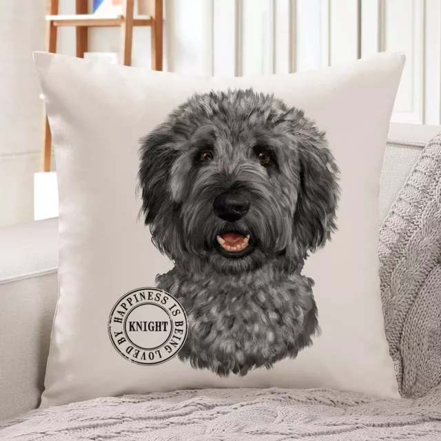 Personalised Black Labradoodle Cushion Cover Dog Portrait Pillow Decor KDC66