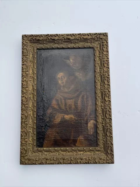 Old Master Religious Painting Antique 18Th Century Or Older Iconic Portrait Oil