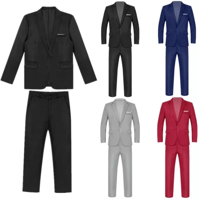 Men's Suits One Button Slim Fit 2-Piece Suit Business Blazer Jacket Pants Set
