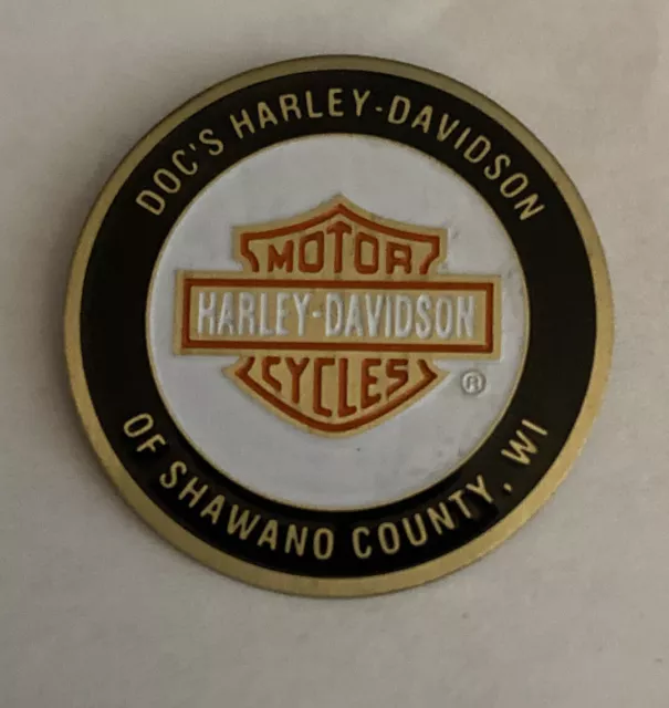 Doc’s Harley Davidson Motorcycle Dealer Shawano County Wi. Dot Coin Pin