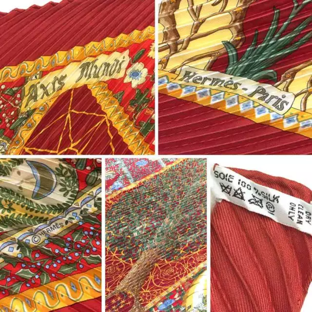 HERMES PLEATED CARRES 90 AXIS MUNDI Pleated scarf AQ401 $213.44 - PicClick