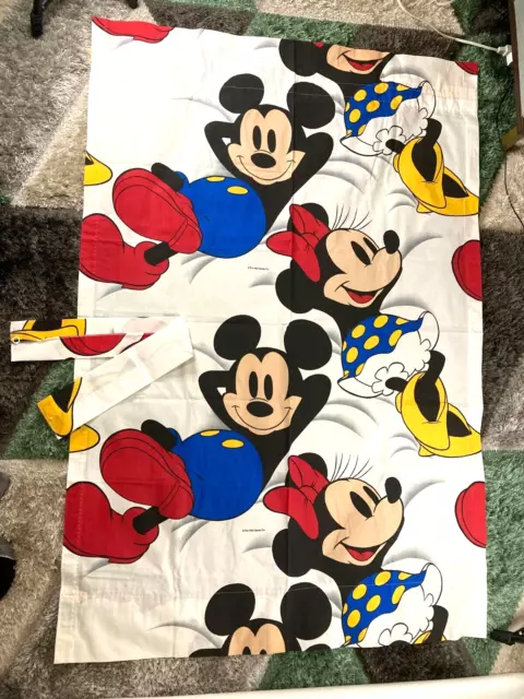 Set of 3 Vintage Mickey & Minnie Mouse Curtain Panels w/ Ties - 40" x 59"