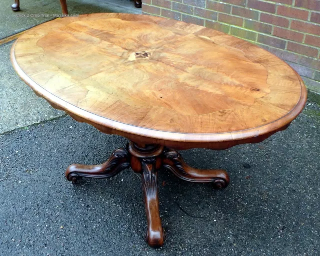 Victorian antique figured walnut oval country house dining kitchen table seats 6