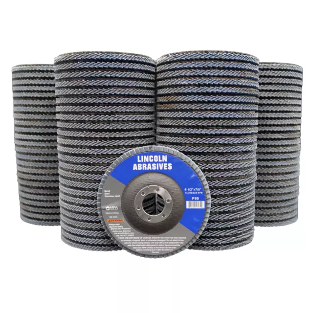 100 Pc 4-1/2" x 7/8" 60 Grit Flap Discs Zirconium Oxide Metal Sanding Wheels