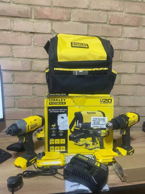 Stanley Fatmax V20 18V SFMCK465D2S Cordless Combi Drill + Kit Bag