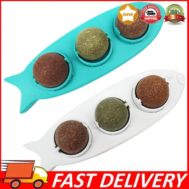 3&& 1 SPINNING Mint Ball Natural Catnip Toy Ball Teeth Cleaning for
