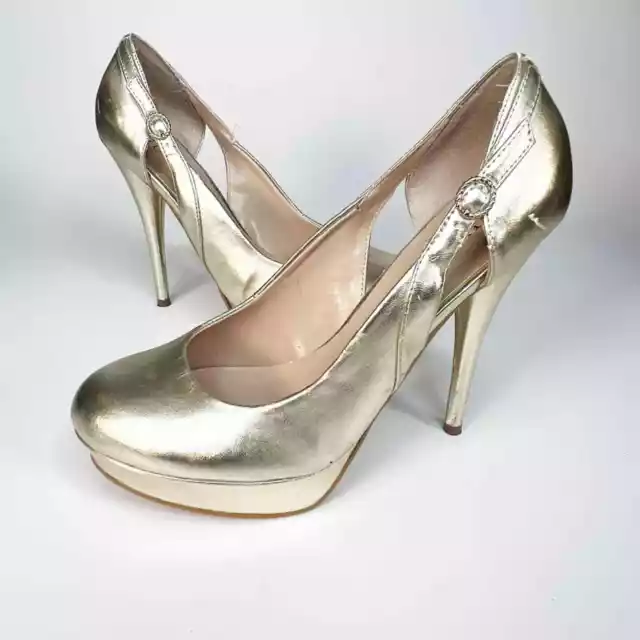 Guess Breana Gold Metallic Platform Pump Heels 6.5