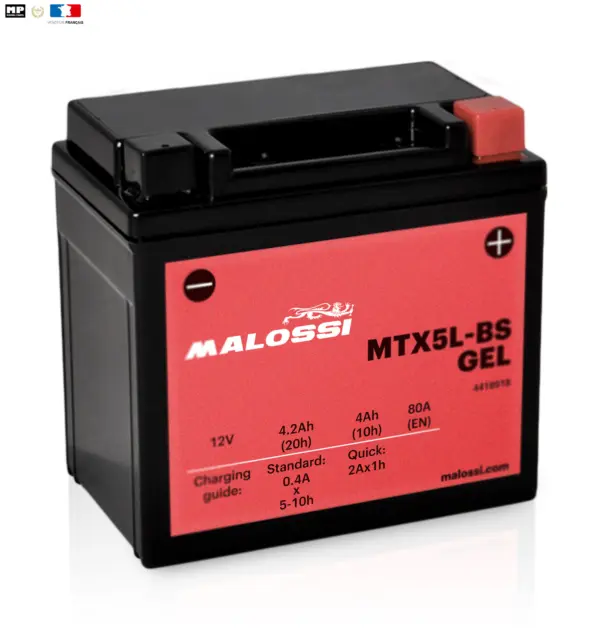 Batterie Moto Malossi MTX5L-BS GEL Prête à l'Emplois KYMCO SUPER 9 50 2T LC