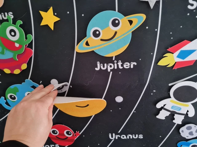 35 PIECE INTERACTIVE Wall Chart Solar System Planets Space Educational ...