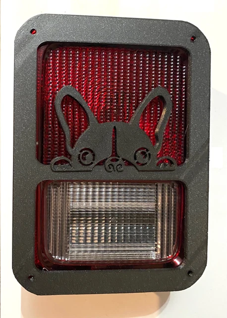 Cute French Bulldog in 3D Blk For Jeep Wrangler JK/JKU Rear Tail Light Covers