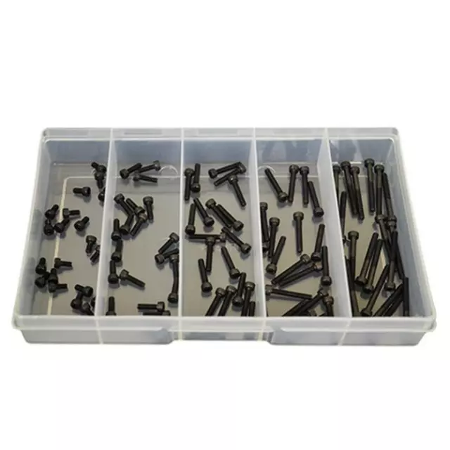 Qty 1 Assortment Kit 100 Piece M3 Socket Cap Screw Uncoated Plain Black #109