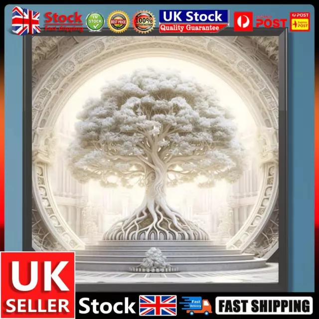 5D DIY Full Round Drill Diamond Painting Pure White Tree of Shrine 30x30cm UK