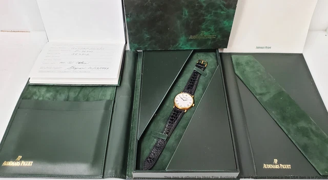 Audemars Piguet 18k Gold Mens Vintage Working Mens Wrist Watch Box Papers