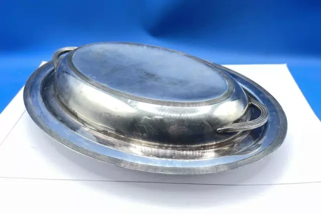 Lidded Dish Antique Silver Plated 10" Serving Platter W H & S Cross Arrows 2