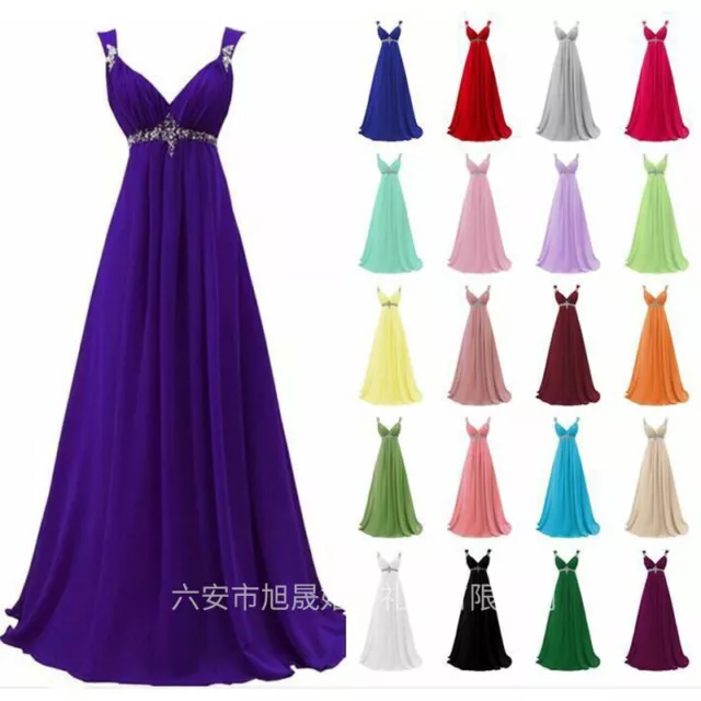 6-24 Long Chiffon Wedding Evening Formal Party Ball Gown Prom Bridesmaid Dress