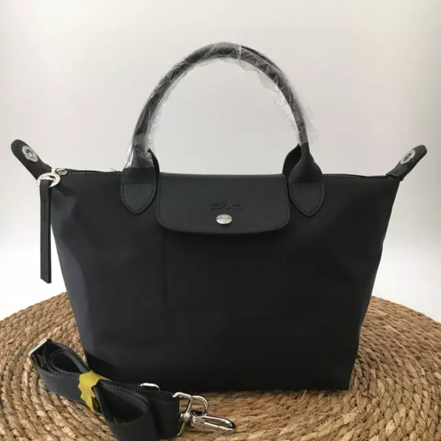 Longchamp Le Pliage New Unused Nylon Leather Black S Neo Strap Shoulder Bag