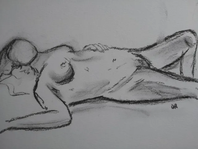 Female Nude Charcoal Art Drawing A4 Size. Life Drawing Study