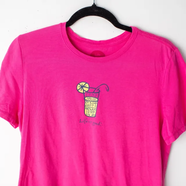 Life is Good Take Your Sweet Time Pink Short Sleeve T-Shirt Medium