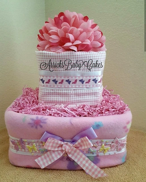Diaper Cake~Blossom~Baby Shower Gift~Baby Girl~Free Shipping~Gerber~Pink 🌸🌸🌸