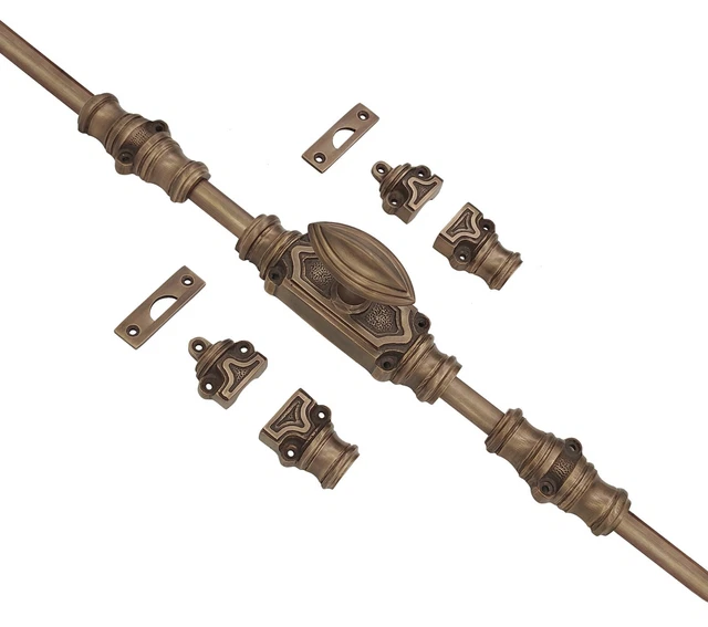 Wardrobe Door Espagnolette Bolt/Cremone Bolt Upto 9 Ft Antique Brass Unlacquered