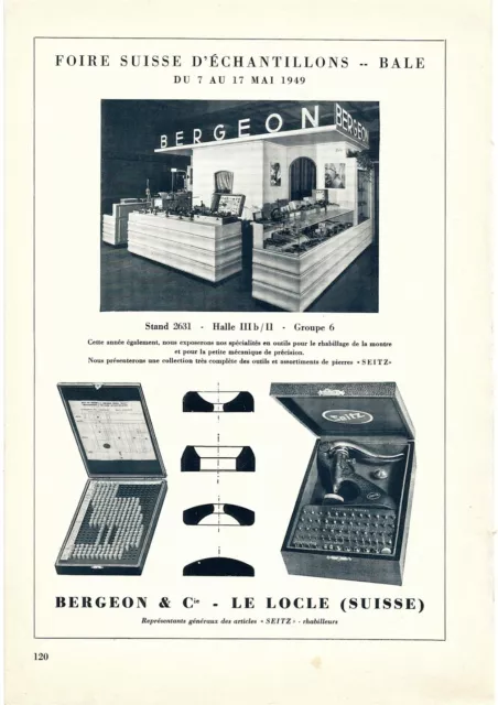 1957 print ad BERGEON SEITZ Swiss watchmaker jeweling tool MID CENTURY ART