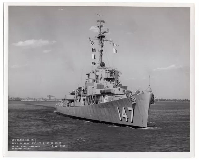 1955 Destroyer Escort DE-147 USS Blair at Philadelphia Navy Yard 8x10 News Photo