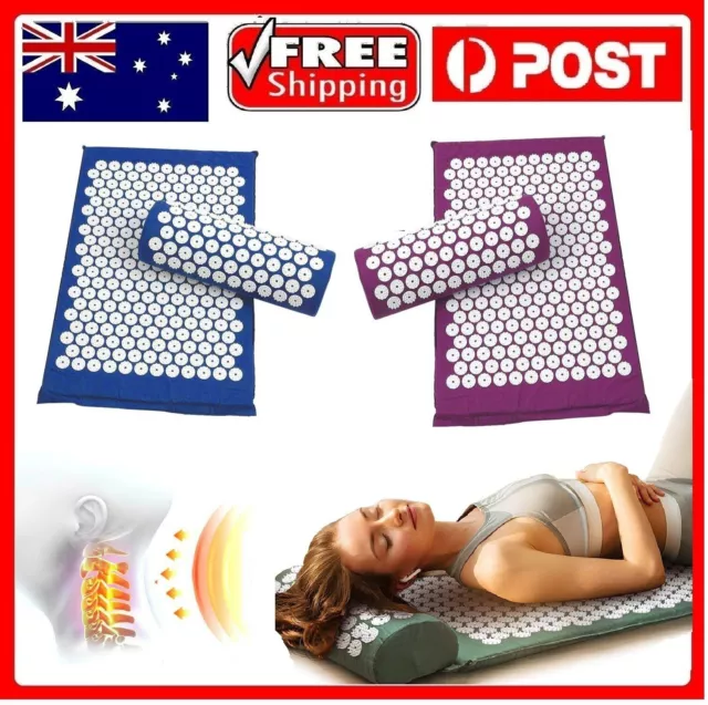 Back Neck Muscle Pain Stress Relief Yoga Massage Acupressure Mats  With Pillow