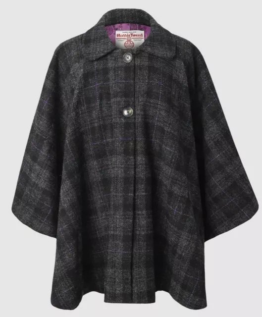 Ladies Grey/Purple Check Harris Tweed Cape - ONE SIZE