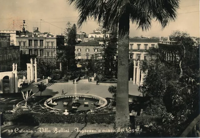 Cartolina Sicilia Catania Villa Bellini Viaggiata 1956