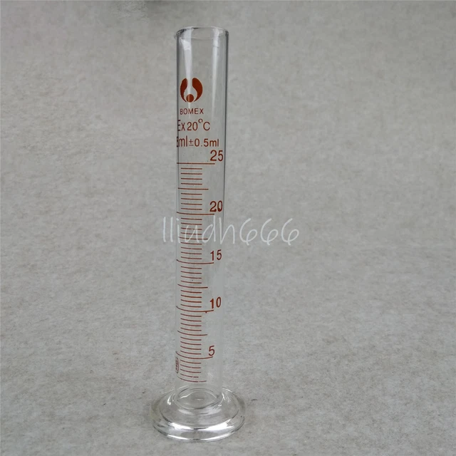2PCS/lot 25mL Graduated Measuring Glass Cylinder Lab Borosilicate Glassware