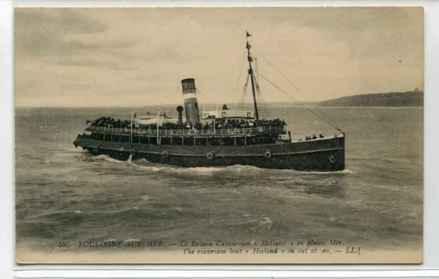 Excursion Steamer Boat Holland Boulogne Sur Mer France 1910c postcard