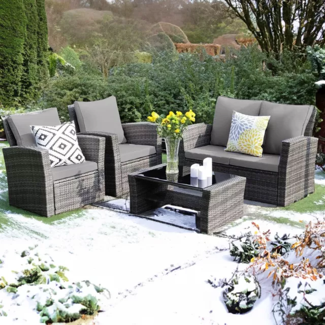 Maevea rattan effect 4 deals seater coffee set
