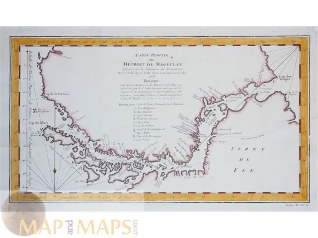 Détroit De Magellan Old Map Strait of Magellan Bellin 1753