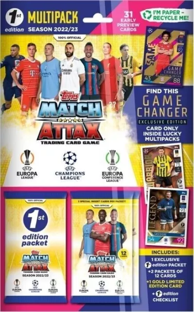 Match Attax Football UEFA Ligue 2023 Cartes à Collectionner Jeu 1st Édition Lot