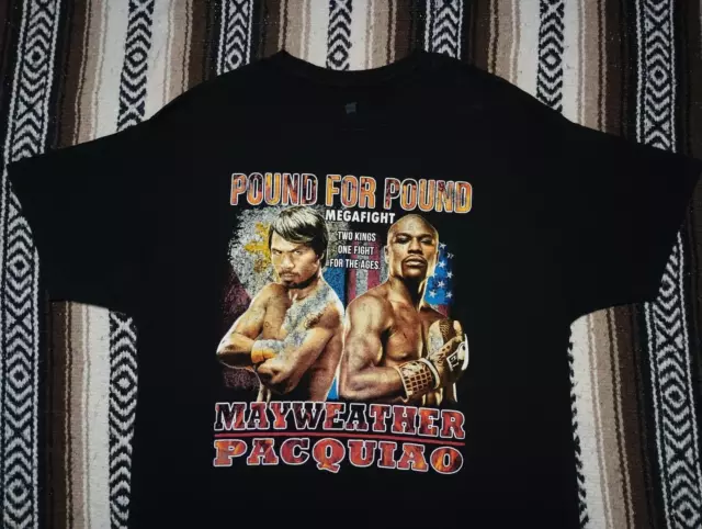 Mayweather vs Pacquiao T Shirt Boxing Fight of Century bootleg rap tee XL 2 side