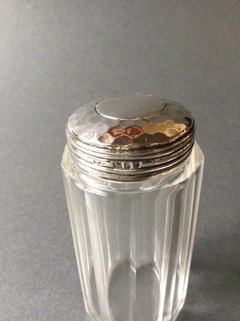 Solid Silver Lidded Cut Glass Dressing Table Jar Hallmarked For London 1910