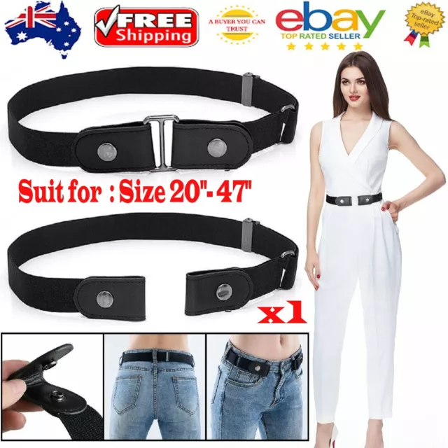 Men Women Buckle-free Elastic Invisible Waist Belt for Jeans No Bulge Hassle AUS