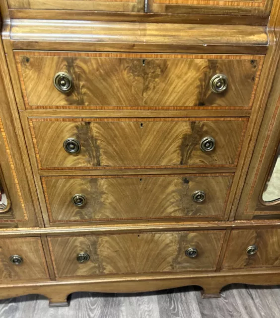 antique edwardian solid mahogany inlaid compactum wardrobe 3