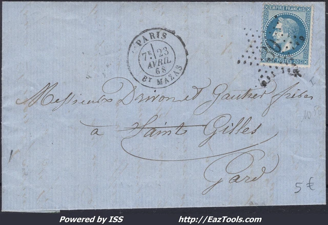 LETTRE ENVELOPPE AVEC COURRIER ESTAGEL POUR PARIS 1873 LETTRE ENVELOPPE AVEC COURRIER ESTAGEL POUR PARIS 1873