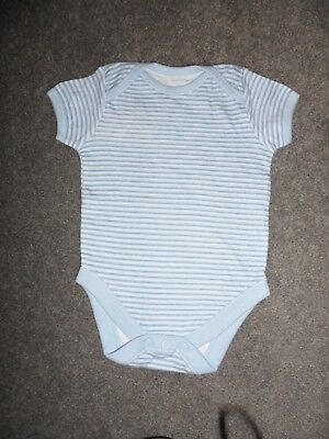 baby boy's Tesco short sleeved body suit blue stripe 3-6 months cotton