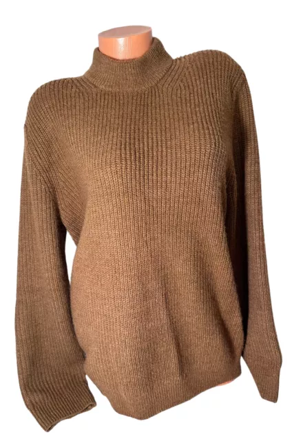 Gap Women’s High Cowl Neck Brown Knit Sweater Wool Blend Large